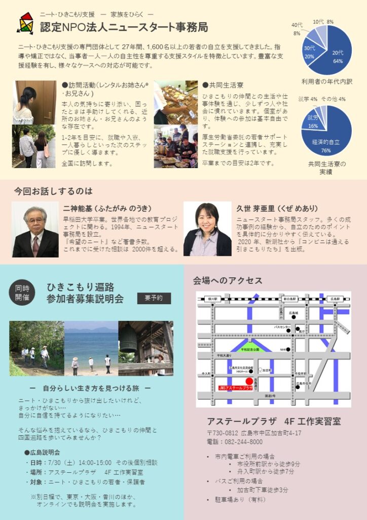 引きこもりニート解決講演会2022広島チラシ・裏